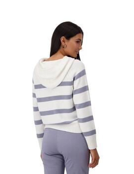 Monari Jersey Blanco de rayas azules con capucha