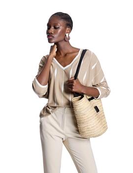 Alba Conde Jersey de punto beige con detalles
