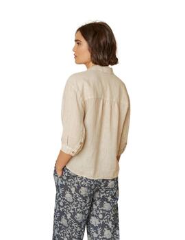 Indi & Cold Camisa de lino corte box Piedra