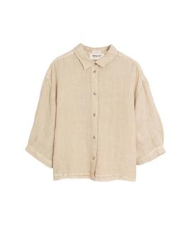 Indi & Cold Camisa de lino corte box Piedra