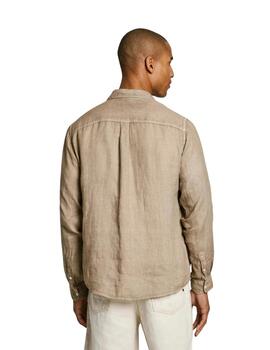 Pepe Jeans Camisa logo bordado fit regular beige