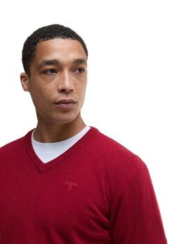 Barbour Jersey Rojo cuello pico