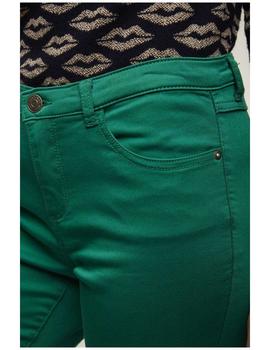 Pantalón Naf Naf Elástico Con 5 Bolsillos Verde Para Mujer