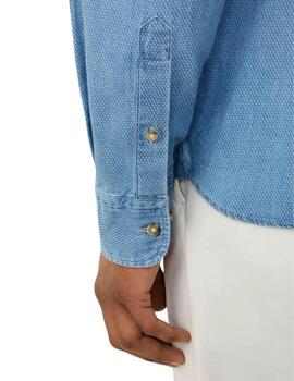Hackett Camisa Dobby Light Denim Azul índigo