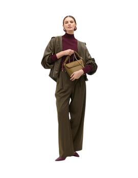 Lola Casademunt Bomber Efecto Piel Kaki