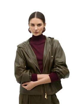 Lola Casademunt Bomber Efecto Piel Kaki
