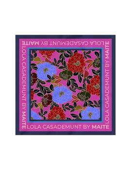 Lola Casademunt Pañuelo Estampado Flores Rosa Azul