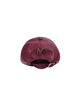 Lola Casademunt Gorra Efecto Piel Tachas Burdeos