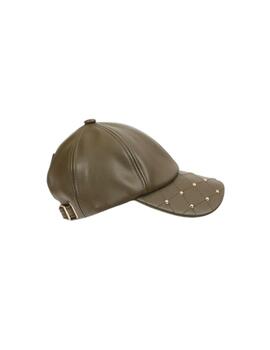 Lola Casademunt Gorra Efecto Piel Tachas Verde