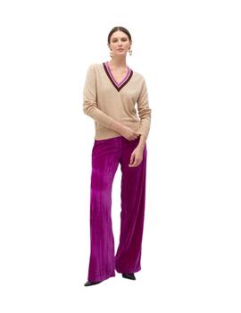 Lola Casademunt Jersey Cuello Bicolor Crudo Rosa