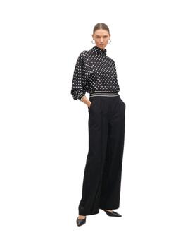 Lola Casademunt Blusa Cuello Perkins Lunares Negro