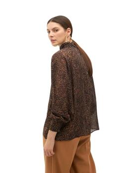 Lola Casademunt Blusa Cuello Perkins Animal Print