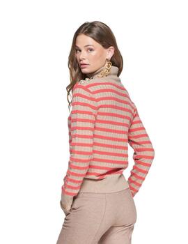 Vilagallo Jersey Cuello vuelto Botones Beige Rojo
