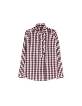 Vilagallo Camisa Volantes Vichy Marrón