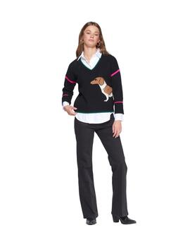 Vilagallo Jersey Intarsia Perro Salchicha Negro
