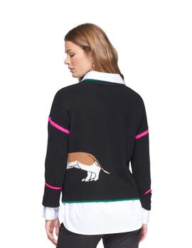 Vilagallo Jersey Intarsia Perro Salchicha Negro