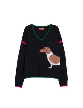 Vilagallo Jersey Intarsia Perro Salchicha Negro