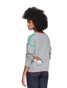 Vilagallo Jersey Intarsia Perro Salchicha Gris