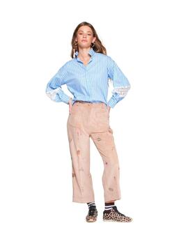 Vilagallo Camisa Natalie Rayas Azul Perfil Mar