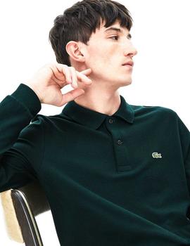 Polo Lacoste Verde Oscuro Manga Larga Para Hombre