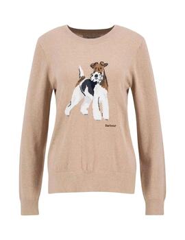 Barbour Jersey Fareham Beige perro