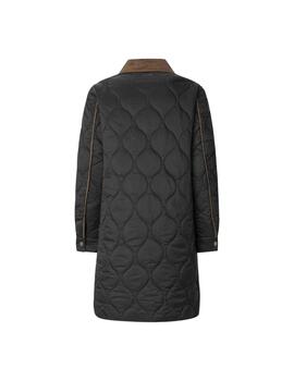 Pepe Jeans Abrigo Paola Long Negro y marrón