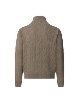 Hackett Jersey de lana media cremallera Beige