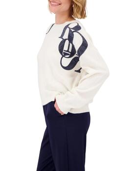 Monari Jersey Blanco detalles azules con brillos