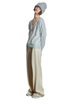 Alba Conde Pantalón Beige de corte recto