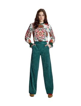 Alba Conde Pantalón Verde de pana