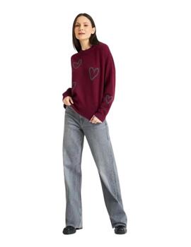 Frieda Jersey Granate corazones