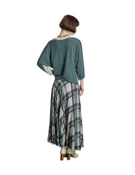 Alba Conde Falda larga fluida de cuadros Gris