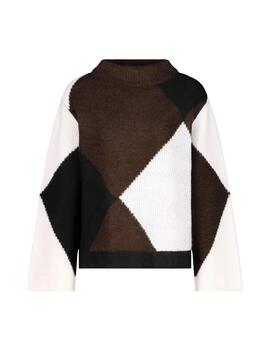 Monari Jersey tricolor Blanco, marrón y negro