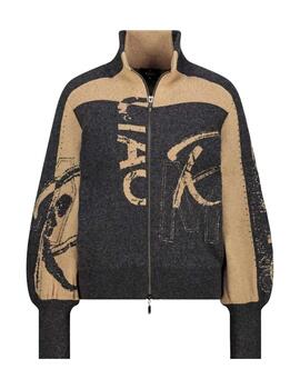 Monari Chaqueta de cuello alto Gris y beige