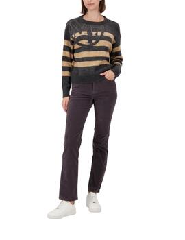 Monari Jersey de rayas Beige y gris