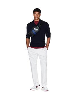 Armani Polo de punto de lana y algodón Azul marino