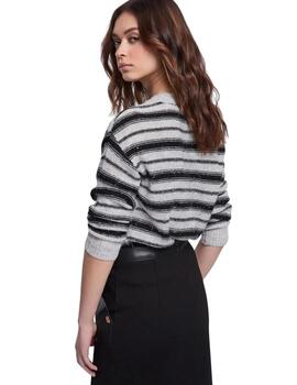 Gaudi Jersey de lentejuelas a rayas Gris y negro