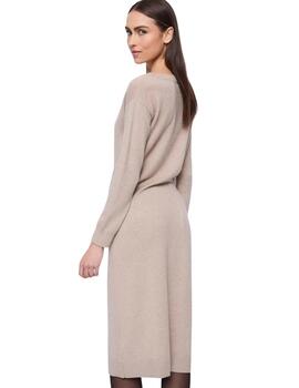 Gaudi Vestido de punto Beige con lazo