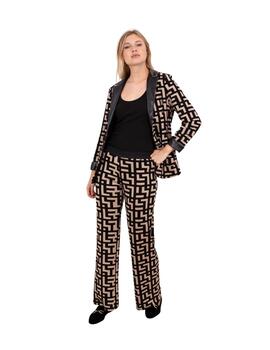 Anna Mora Pantalón Beige y negro geométrico