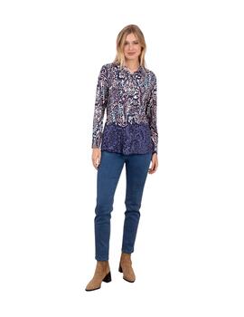 Anna Mora Camisa Azul estampada