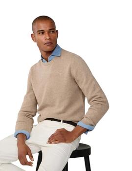Hackett Jersey de lana cuello redondo Beige