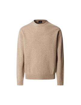 Hackett Jersey de lana cuello redondo Beige