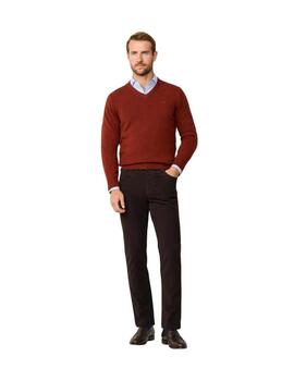 Hackett Jersey de lana cuello pico Marrón