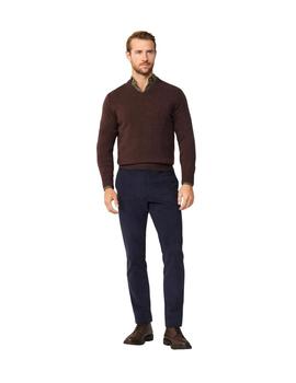 Hackett Jersey de lana cuello pico Marrón oscuro