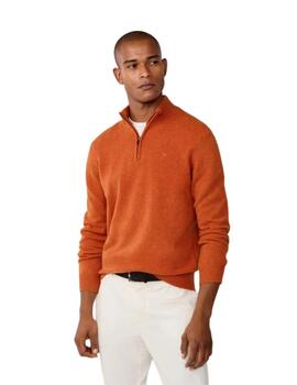 Hackett Jersey de lana media cremallera Naranja
