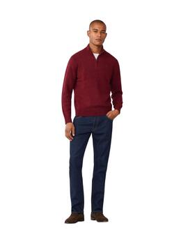 Hackett Jersey de lana media cremallera Granate