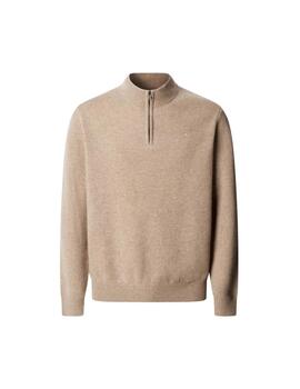 Hackett Jersey de lana media cremallera Beige