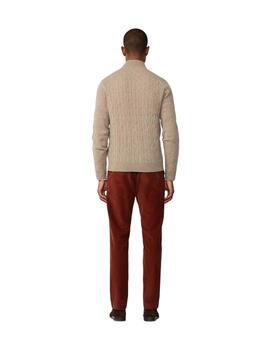 Hackett Jersey de lana media cremallera Beige
