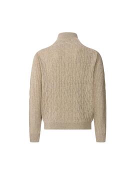Hackett Jersey de lana media cremallera Beige