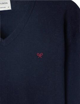 Silbon Jersey Classic Cuello Pico Azul Marino
